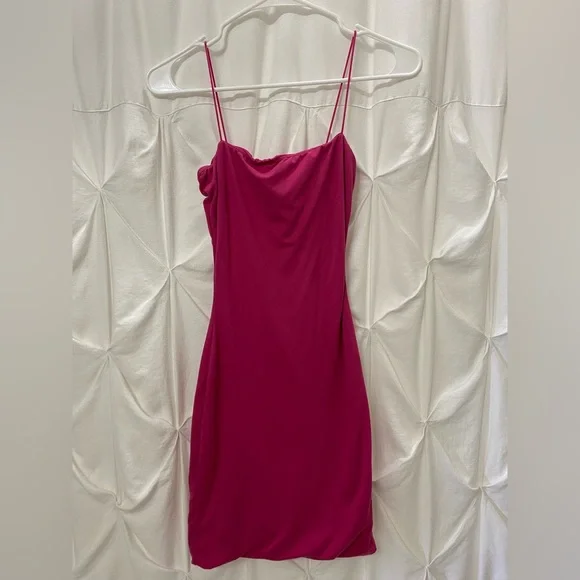 hot pink scrunch dress Veronica Pink Mesh Ruched Maxi Dress - US 4 main image 1